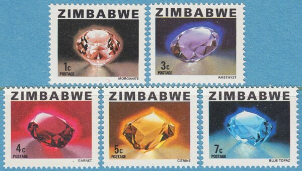 ZIMBABWE 1981 M227-31** ädelstenar 5 st - enda i serien