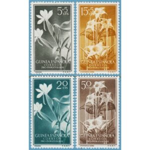 SPANSKA GUINEA 1956 M323-6** blommor varav 2 orkidéer 4 kpl