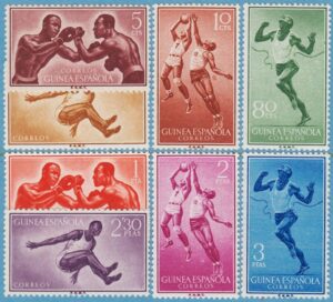 SPANSKA GUINEA 1958 M341-8** boxning basket längdhopp löpning 8 kpl