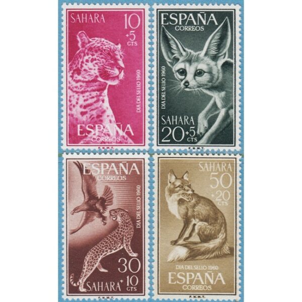 SPANSKA SAHARA 1960 M207-10** leopard fennek kungsörn rödräv 4 kpl