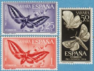 SPANSKA SAHARA 1964 M256-8** fjärilar 3 kpl