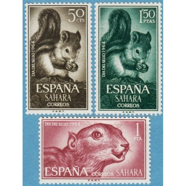 SPANSKA SAHARA 1964 M267-9** ekorrar 3 kpl