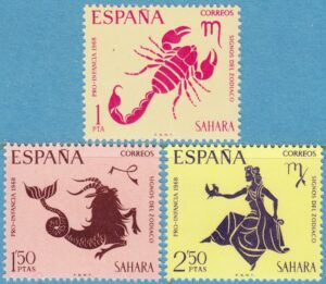 SPANSKA SAHARA 1968 M296-8** stjärntecken 3 kpl