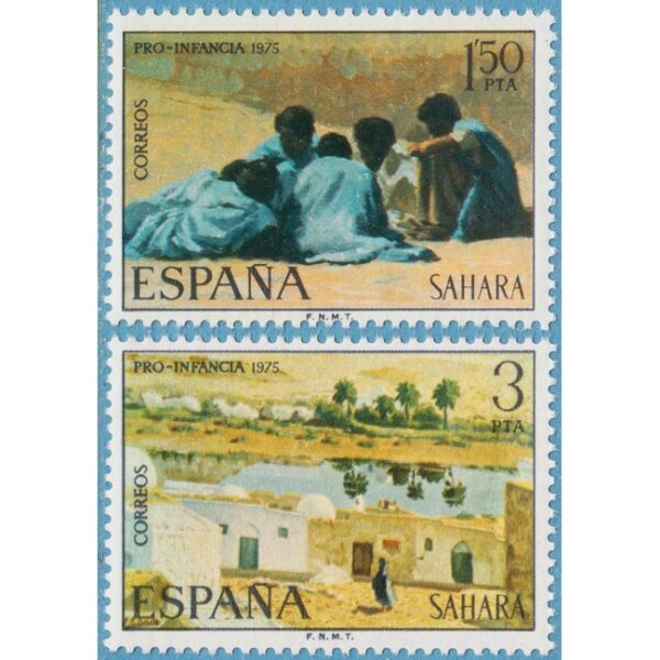 SPANSKA SAHARA 1975 M351-2** målningar 2 kpl