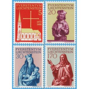 LIECHTENSTEIN 1966 M470-3** kyrka i Vaduz 4 kpl