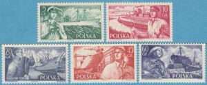 POLEN 1956 M959-63** sjöfart 5 kpl