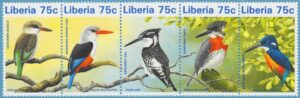 LIBERIA 1996 M1796-0** kungsfiskare 5 kpl