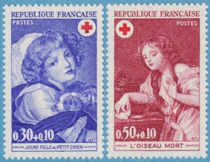 FRANKRIKE 1971 M1777-8** Röda Korset – konst J.B.Greuze 2 kpl