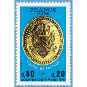 FRANKRIKE 1975 M1911** frimärkets dag – brevbärarbricka 1 kpl