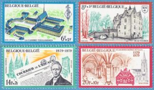 BELGIEN 1979 M1992-5** kloster – slott – tidning – kyrka 4 kpl