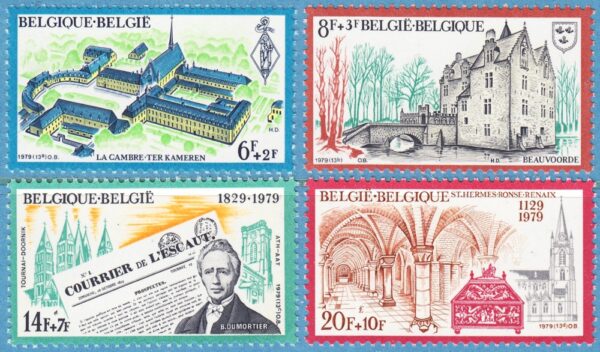 BELGIEN 1979 M1992-5** kloster - slott - tidning - kyrka 4 kpl