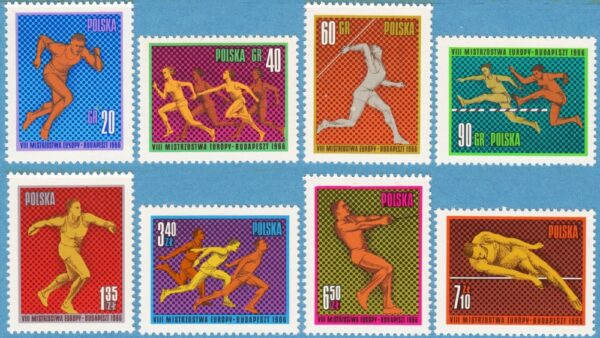POLEN 1966 M1680-7** sport 8 kpl utan block