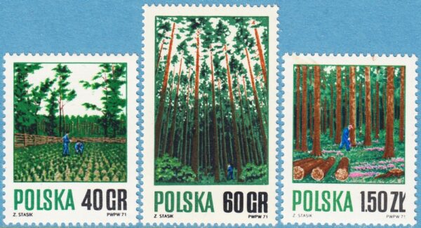 POLEN 1971 M2067-9** skogen 3 kpl