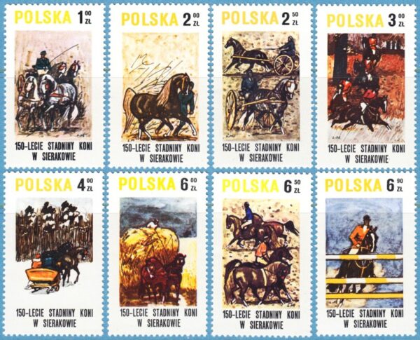 POLEN 1980 M2664-71** hästar 8 kpl