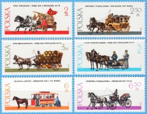 POLEN 1980 M2721-6** hästdragna fordon 6 kpl bl.a. brandfordon och ölutkörare