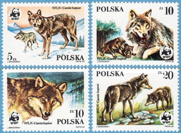 POLEN 1985 M2975-8** varg WWF 4 kpl