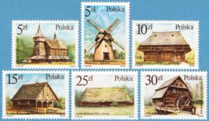 POLEN 1986 M3060-5** kyrka – kvarnar – lador 6 kpl