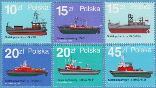 POLEN 1988 M3184-9** brandbekämtningsfartyg 6 kpl