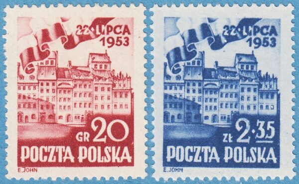 POLEN 1953 M809-10** nationell helgdag 2 kpl