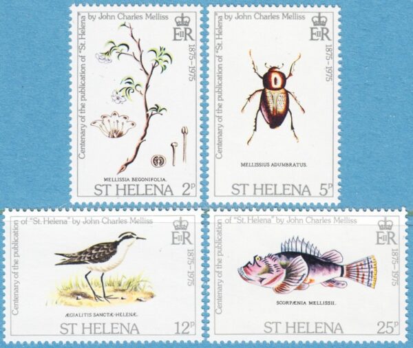 ST HELENA 1975 M276-9** blomma - insekt - fågel - fisk 4 kpl