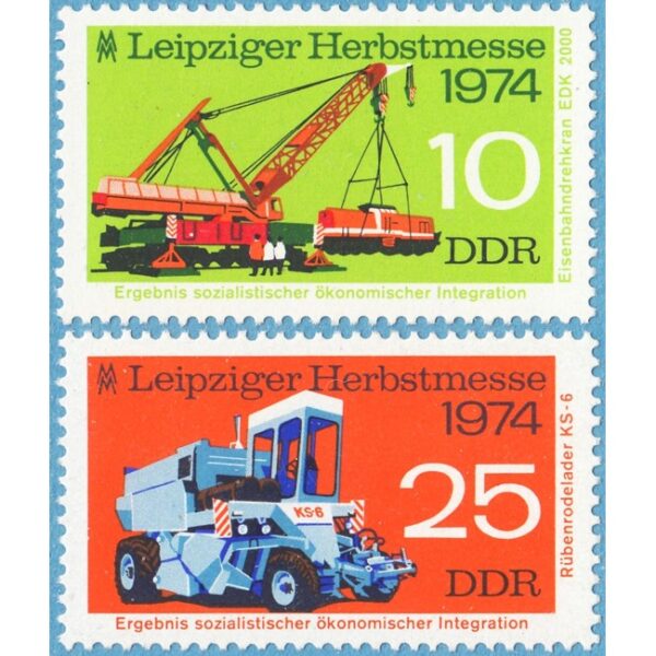DDR 1974 M1973-4** järnvägslyftkran - sockerbetesskördare 2 kpl