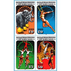 DDR 1985 M2983-6** cirkus 4 kpl i fyrblock