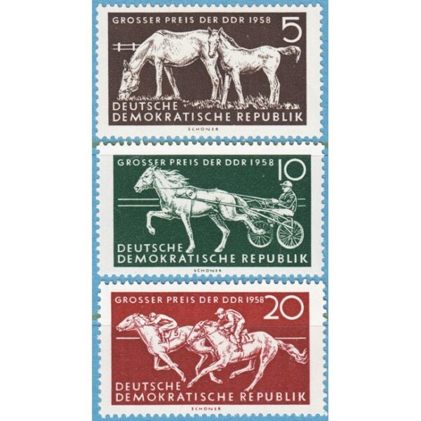 DDR 1958 M640-2** hästsport 3 kpl