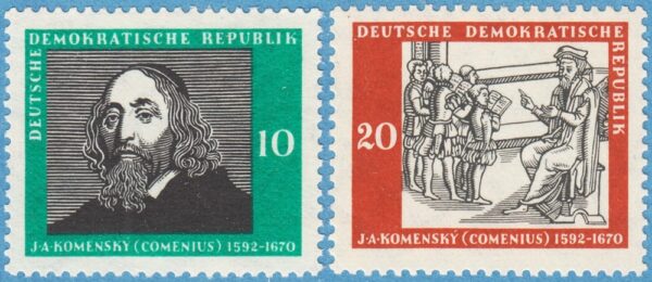 DDR 1958 M643-4** J.A.Comenius - skolundervisning på 1600-talet 2 kpl