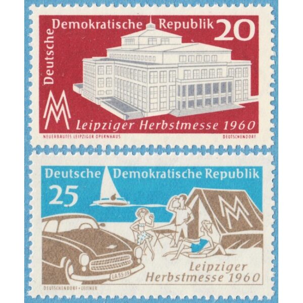 DDR 1960 M781-2** Leipzig operahus - bil - tält 2 kpl