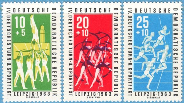 DDR 1963 M963-5** gymnastik stafettlöpning 3 kpl