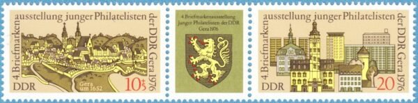 DDR 1976 M2153-4** frimärksutställning ungdom 2 kpl i strip