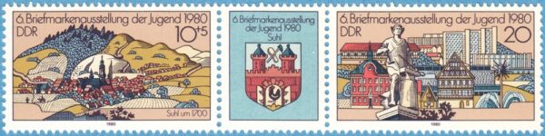 DDR 1980 M2532-3** frimärksutställning ungdom 2 kpl i strip