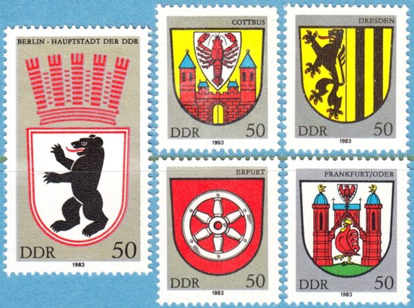DDR 1983 M2817-21** stadsvapen 5 kpl