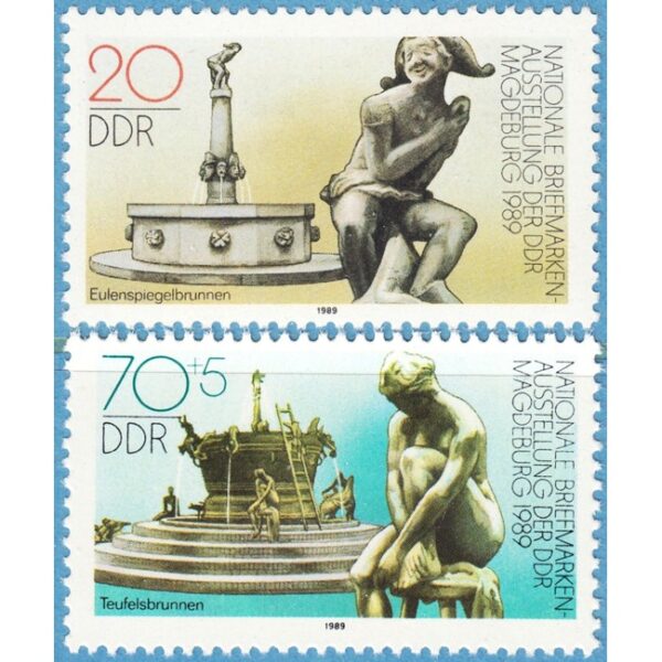 DDR 1989 M3265-6** frimärksutställning i Magdeburg - brunnar 2 kpl snc