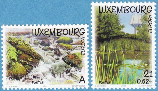 LUXEMBURG 2001 M1530-1** vatten med vattentorn - Europa Cept 2 kpl