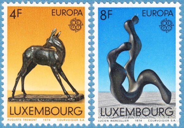 LUXEMBURG 1974 M882-3** skulpturer - Europa Cept 2 kpl